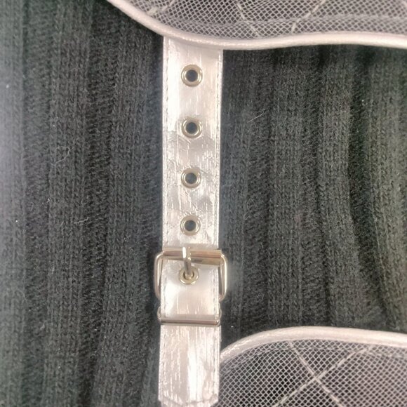 NWT Patricia Forgeal LM LULU French Black Silver Wool Fur Sweater Y2K Goth Rave - Picture 6 of 16